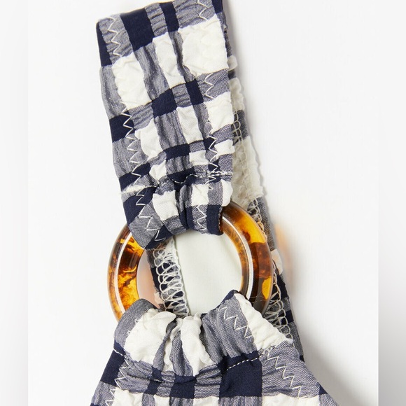 NWT SOLID & STRIPE Juliana One Piece Madras One Piece Blue XS - Picture 2 of 13